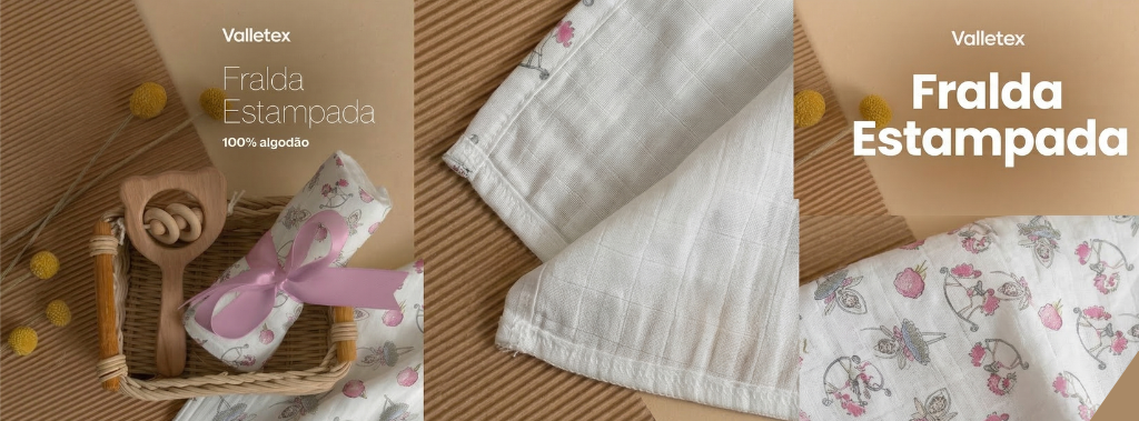 detalhe de costura em fralda de algodão para bebê