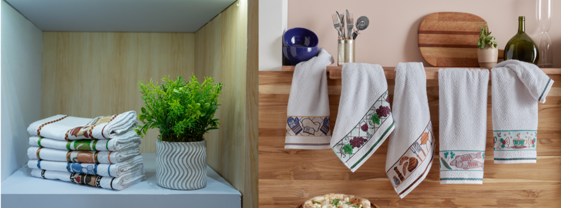 Pano de copa Jacquard Gourmet e toalha de cozinha estampada para presente de Natal com menor ticket.