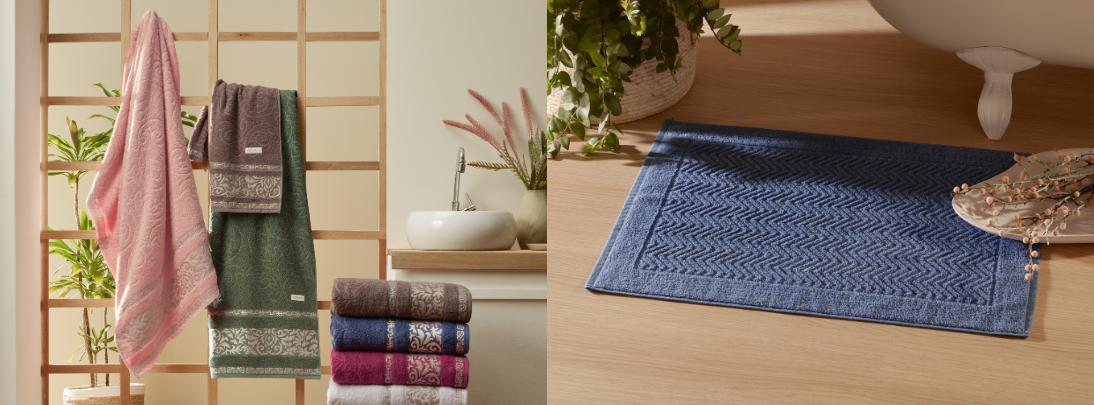 toalha jacquard premium e tapete de banheiro 100% algodão para composição de kit presente