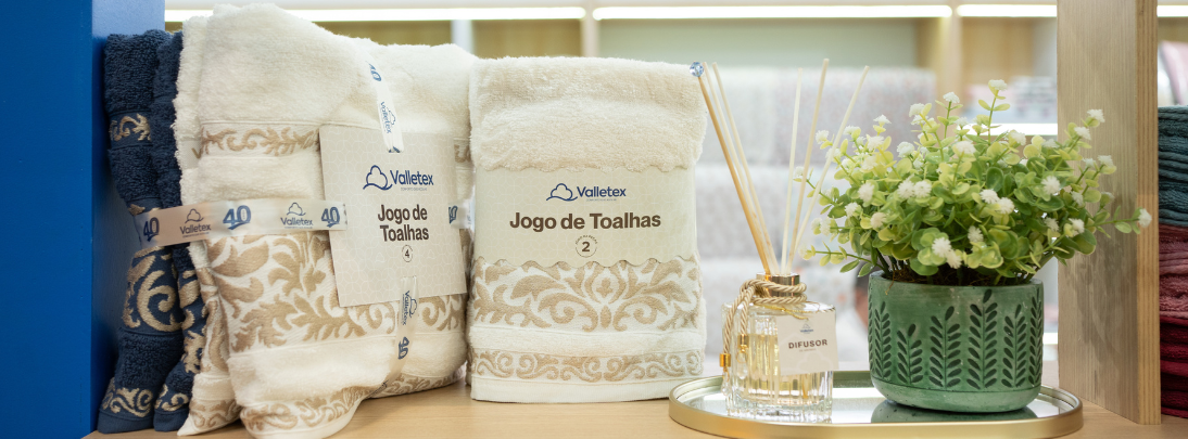 Banhões e toalhas Valletex para Dia dos Pais em loja de cama mesa e banho.